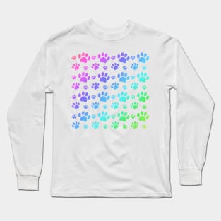 Rainbow Paw Pattern Long Sleeve T-Shirt